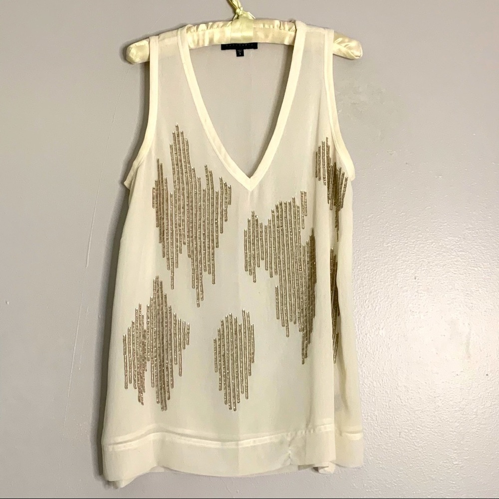 Sanctuary small sleeveless sequin V-neck sheer top